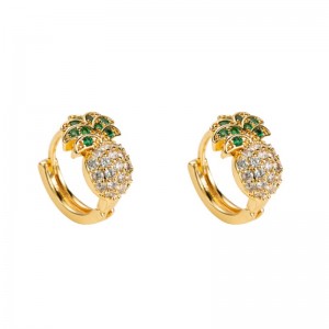 Tavasz és nyár, új európai és amerikai határon átnyúló ananász alakú fülbevalók, női réz mikro-indiai cirkón Dél-Koreában cuki, egyszerű fülbevalók