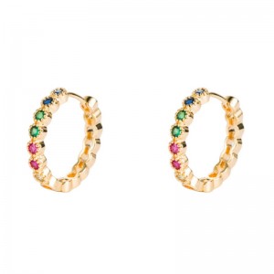 INS európai és amerikainiche fülbevaló, réz mikro-inlaid circon fülbevalók, zöld színű galvanizáló színes cirkóniumnagy fülbevalók,nettó piros fülbevalók